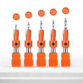Nutmanel 5PCS Countersink Drill Bit Set, 8mm Adjustable Quick Release Countersink Set, Quick Change Wood Drill Bit Set, Include 5Pcs Free Replaceable Drill Bits, for Woodworking Countersink Drill Bits