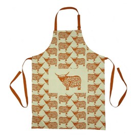 The Scotland Kilt Company Scottish Highland Cow Design Kitchen Chef Apron for Cooking Baking - Lightweight, Heavy Duty, Easy Clean Waist Tie Apron