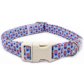 4th of July Dog Collar – Patriotic Adjustable American Star Collar with Stylish USA Design and Soft Touch| Summer Popsicles Dog Accessories for Small Medium Large Dogs (S-Flag VIIII)