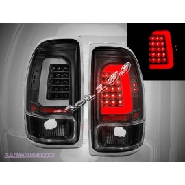 Eagle Eyes FIT FOR 1997-2004 Dodge Dakota Replacement Tail Light Black C-Bar LED Taillights