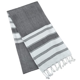 GLAMBURG Peshtemal Turkish Towel Cotton Beach Towels Oversized 36x71 Set of 4, Cotton Beach Towels for Adults, Soft Durable Absorbent Extra Large Bath Sheet Hammam Towel - Black