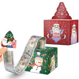 2 piezas de caja de dinero sorpresa de Navidad para regalo en efectivo, caja de regalo de dinero de Navidad con tarjeta y soporte para efectivo para niños y adultos, caja de efectivo divertida de