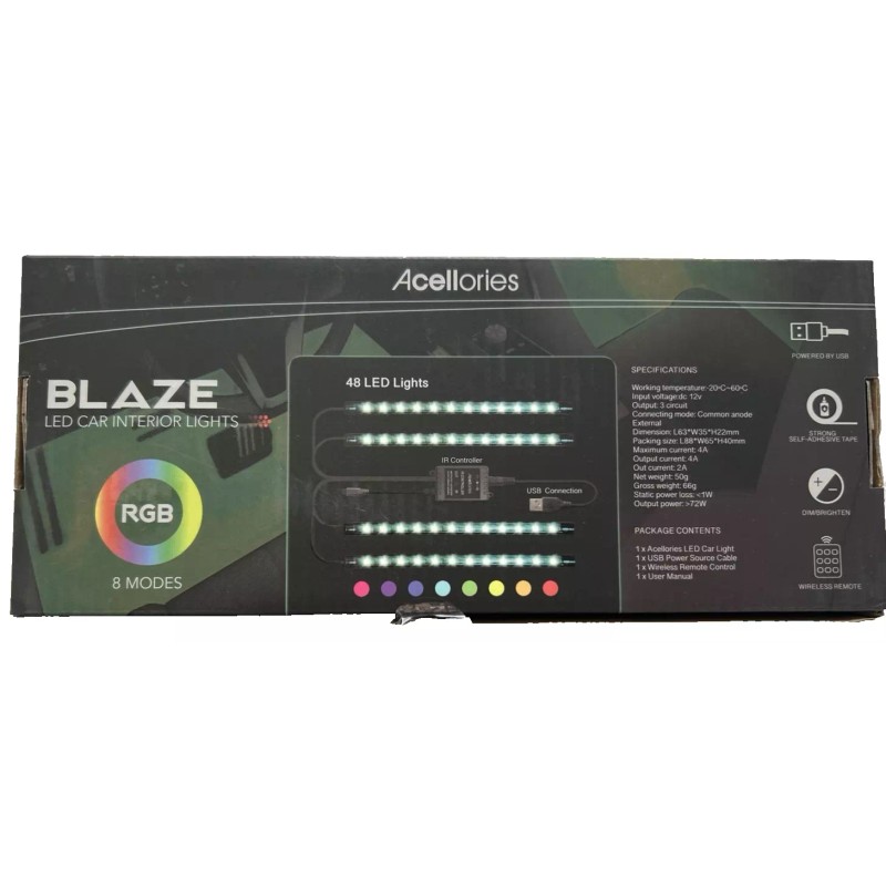 Blaze NWT BLAZE LED Car Interior Lights Sound Activated Color