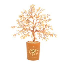 KARMA AND LUCK Illuminated Path Citrine November Birthday Tree – Feng Shui Crystal Tree for Prosperity & Success – Gratitude & Birthday Gift Idea