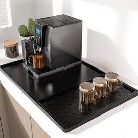 Rnivvi - Alfombrilla de café de silicona, 16 x 24 pulgadas, impermeable, con borde elevado, para accesorios de estación de máquina espresso, almohadilla de secado de platos desmontable, resistente al