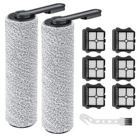 Floor ONE S5 Brush Roller and HEPA Filter Replacement, Compatible with Tineco S5 / S5 Pro /S5 Pro 2 / S5 Blue Cordless Wet Dry Vacuum Cleaner - 2 Brush Rollers + 6 Vacuum Filters + 1 Cleaning Tool