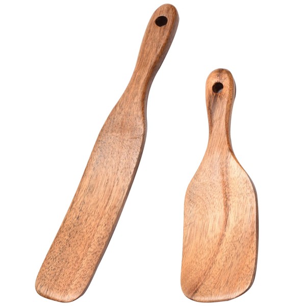 2 Pcs Wooden Spurtle,Spurtle for Sourdough Starter,Spreading, Baking, Mixing Sourdough