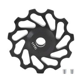 QANYEGN Risk Mountain Bike Rear Derailleur Pulley, 11T Rear Wheel Guide Roller Tension Wheel with Bearing, 11 Teeth Ceramic Guide Wheel (Black)