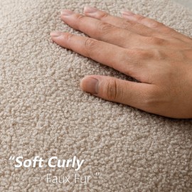 Foindtower Pack of 2, Curly Faux Fur Decorative Throw Pillow Covers Soft Neutral Plush Cushion Case with Zipper Cozy Fluffy Pillowcase for Home Living Room Couch Bedroom Bed Sofa 12 x 20 Inch, Beige