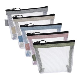 Milageto 5 Pieces Mini Zipper Pouch Portable Cosmetic Case Makeup Bag Practical Mesh Storage Bag for Trips Business Hiking Electronics