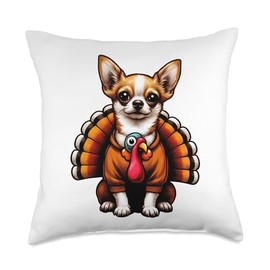 Chihuahua Turkey Outfit Cute Dog Chihuahua Throw Pillow