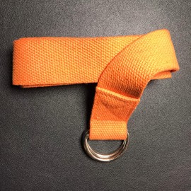 D-Ring Buckle Cotton Belt for Yoga Stretching Exercise Durable Flexible 6FT (Orange)