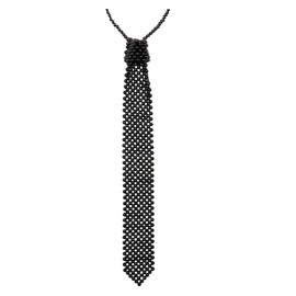 LJBFNN Pearl Ties for Women, Womens Tie Artificial Pearls Neck Tie Beaded Necktie Necklace for Shirt Daily Dress Party Beach (Black)