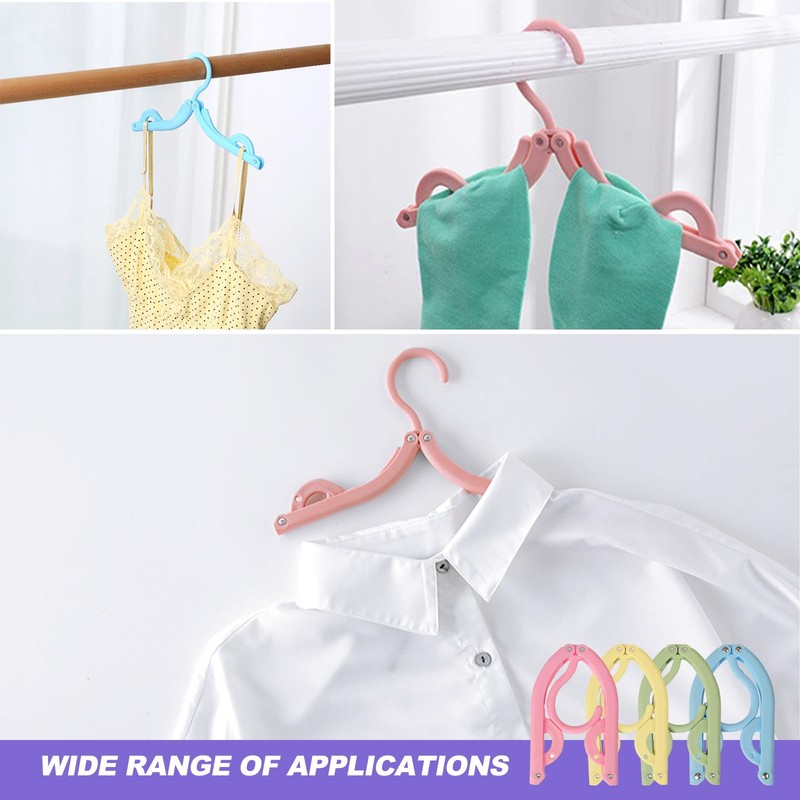 20pcs Folding Clothes Hangers, Plastic Portable Folding Coats Hanger, 4