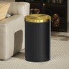 LEASYLIFE Black and Gold Bathroom Trash Can,Bathroom Garbage can with