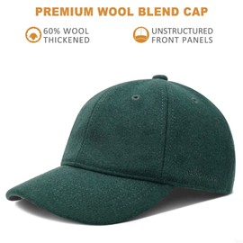 GADIEMKENSD Winter Unstructured Baseball Caps Wool Hat, Unstructured, Blackish Green