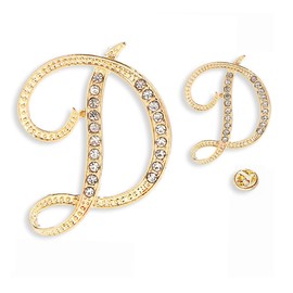SINNKYA-Z Woman’s 26 Letter Initial Brooch Pins, Gold Clear Crystal Rhinestone Breastpins Letter Stocking Pins for gifts 2size/package (D)