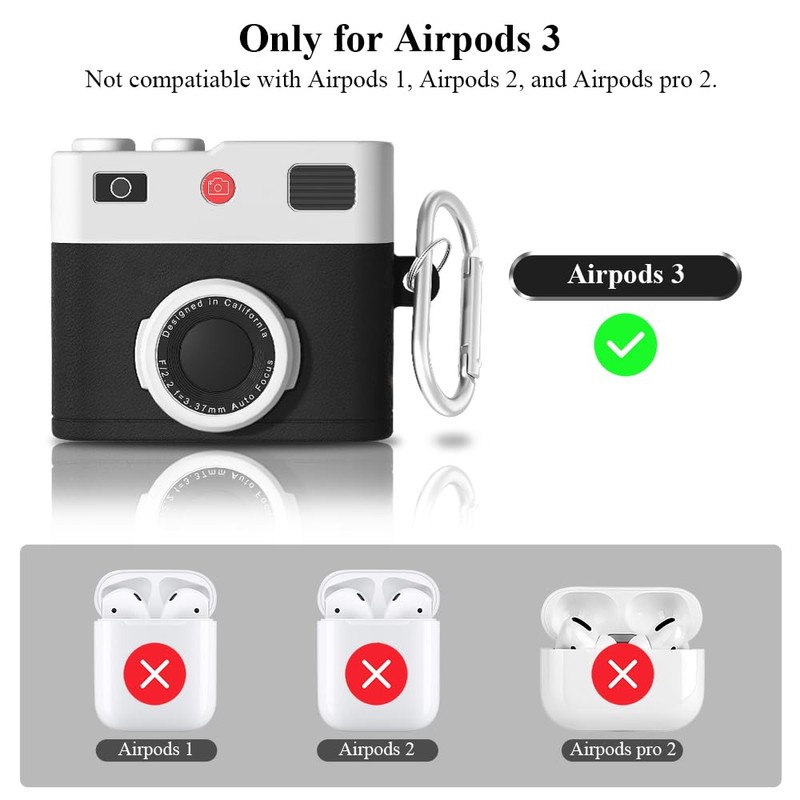 Dayinkes Compatible For AirPods 3rd Generation Case with Keychain, Camera