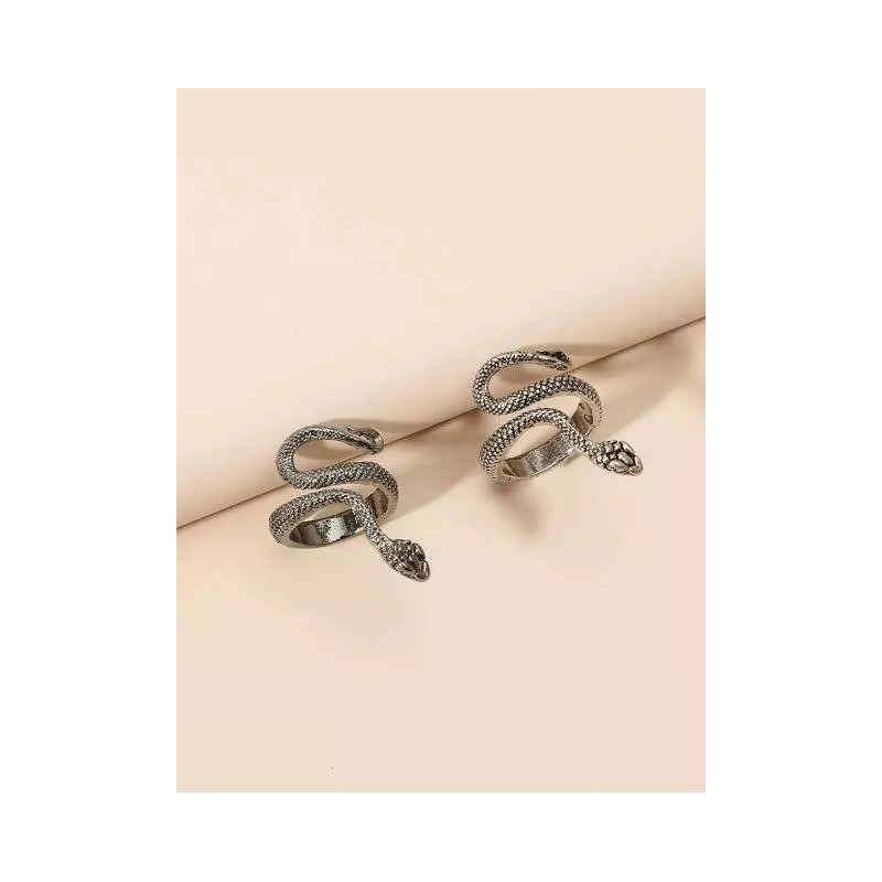 Dtup Duo Anillos Pareja Gótico Hip Hop Serpiente Negra Y