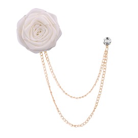 HOOLRZI Lapel Pin Bridegroom Wedding Brooches Cloth Art Hand-made Rose Flower Brooch Lapel Pin Badge Chain Men Suit Accessories