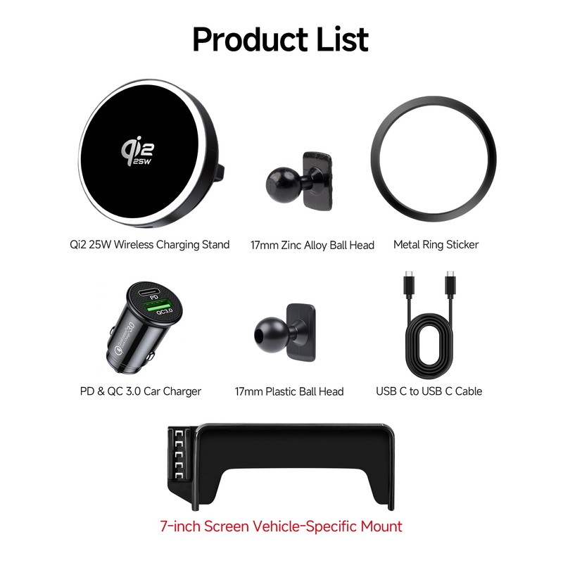 Qi2.2 25W Wireless Charger Car Phone Mount for Mercedes-Benz GLC