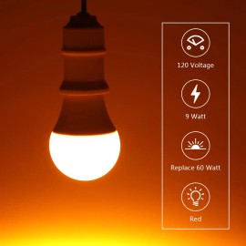 2 PACK LED Amber Light Bulbs, A19 9W1800K E26 A19 Amber Soft Light Bulbs Warm Light Bulbs for Bedroom, Healthy Sleep.Lamp Power(W): 9, Color: White, Emitting Color: Amber