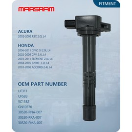 Marsram Ignition Coil Pack UF311 for Honda 2003 2004 2005 2006 2007 2008 2009 2010 2011 Accord CRV Civic Si Element S2000 for 2002-2006 Acura RSX 2.0L 2.2L 2.4L L4 ‎UF583 30520PNA007 30520RRA007 4PCS
