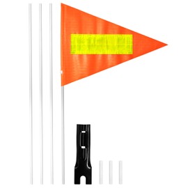 Anley 6Ft Bike Safety Flag with Reflective Strip & Fiberglass Pole & Mounting Bracket - Adjustable Length, High Visibility & Tear Resistant - Bicycle Trailer Safety Flags for Kids & Adults (Orange)
