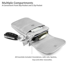 Befen Ladies Soft Leather Clutch Bag with Credit Card Slots Shoulder Strap for Mobile Phones up to 15.7 x 8.1 x 1 cm Black