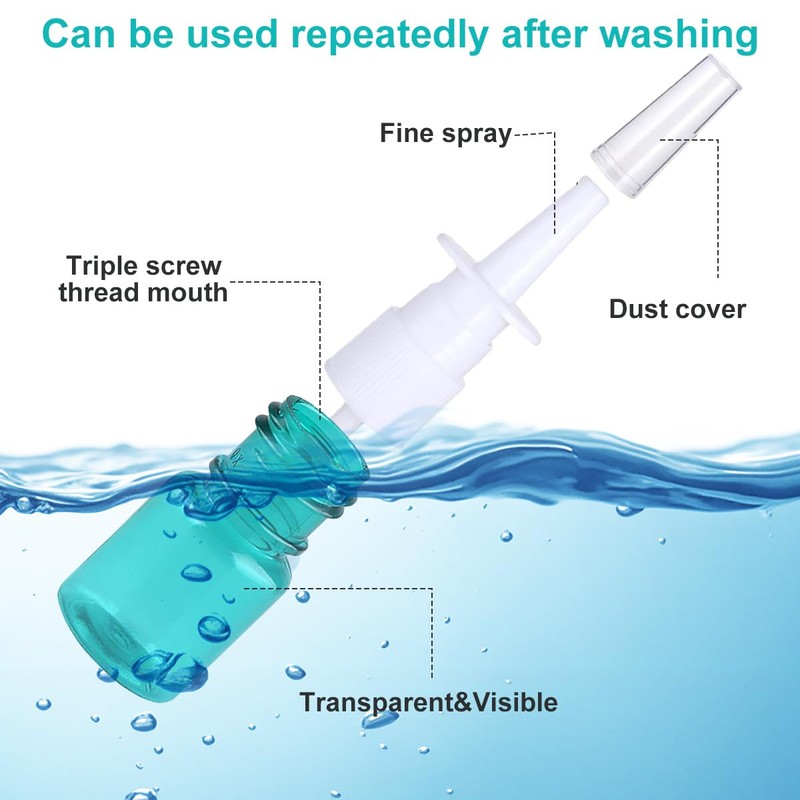 12Pcs Mini Plastic Nasal Spray Bottles - 5Ml Portable Empty
