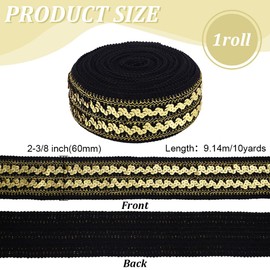 FINGERINSPIRE 10Yards/9.14M Elastic Sequin Trim 60mm Wide Elastic Sequin Ribbon Trim Flat Sequins Paillette Lace Trim Black Metallic Stretch Trim Bling Fabric Paillette Trim for Headband Sewing Crafts