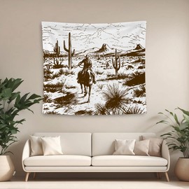 QGFM Vintage Wild West Desert Landscape Tapestry, 50x60 Inches - Perfect for Bedroom or Living Room Decor