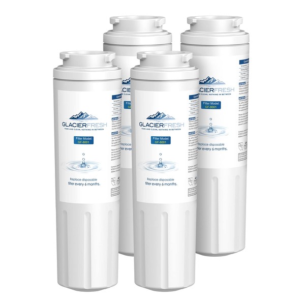 GLACIER FRESH UKF8001 Compatible with Whirlpool Refrigerator Water Filter 4, EDR4RXD1, EveryDrop Filter 4, 4396395, Maytag UKF8001, UKF8001AXX, UKF8001AXX-200, 46-9006, Puriclean II, Pack of 4