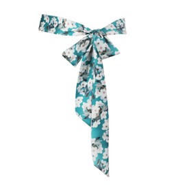 WaJuemy Dress Sash Belt for Women Bridal Bridemaid Wedding Dresses Tie Bow Waist Belts Formal Prom Chiffon Wide Belt Wraps, 17 Teal Floral59, One Size