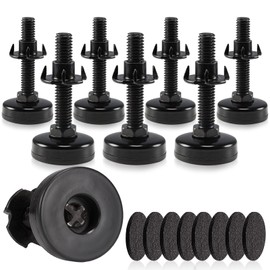 NEWBYTEK Furniture Leveling Feet Adjustable Heavy Duty Furniture Levelers for Cabinets Sofa Tables Chairs Raiser, Support 1320Lbs, T-Nut Kit 3/8”- 16 Thread (8 Set, Black)