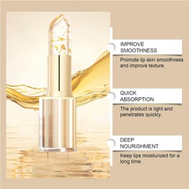 Lápiz Labial que Cambia de Color, Lip Stick Transparent,Por Gold Crystal Color Changing Lip Stick, Moisturizing Glossy Shine Lip Gloss (1pcs) Diseño práctico