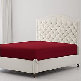 Allure Bedding 12 Inches 30 CM Extra Deep Fitted Sheets Poly cotton Plain and Soft Comfortable Breathable Machine Washable Percale Single Double King Super King Bed Sheet (Burgundy, King)