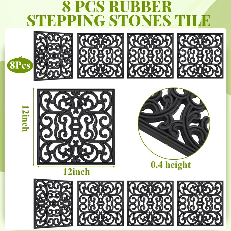Pangda 8 Pcs Rubber Stepping Stones Outdoor Garden Walkway, 12