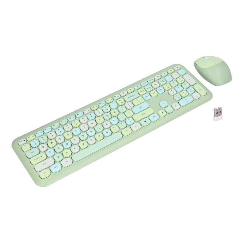 Keyboard Mouse Combo 2.4G Retro Multi Color Mute Cover Wireless