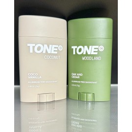 TONE DEODORANT VARIETY 2 PACK! THE COCONUT + The WOODLAND-Fresh for 48 + AL FREE