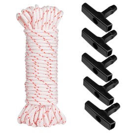 QINGYIWL 15 m diameter 4 mm starter rope, starter rope with 5 pieces starter handle, starter cable for lawn mowers, chainsaw, trimmer, edger, brush, cutter, engine parts
