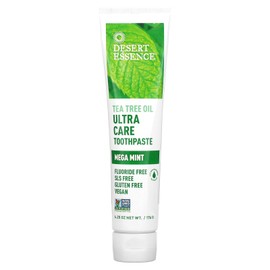 Desert Essence Natural Tea Tree Oil Ultra Care Toothpaste - Mega Mint - 6.25 Oz - Helps Soothe Gums & Reduce Plaque - Freshens Breath & Cleans Teeth - Oral Care - Defends Against Sugar Acids