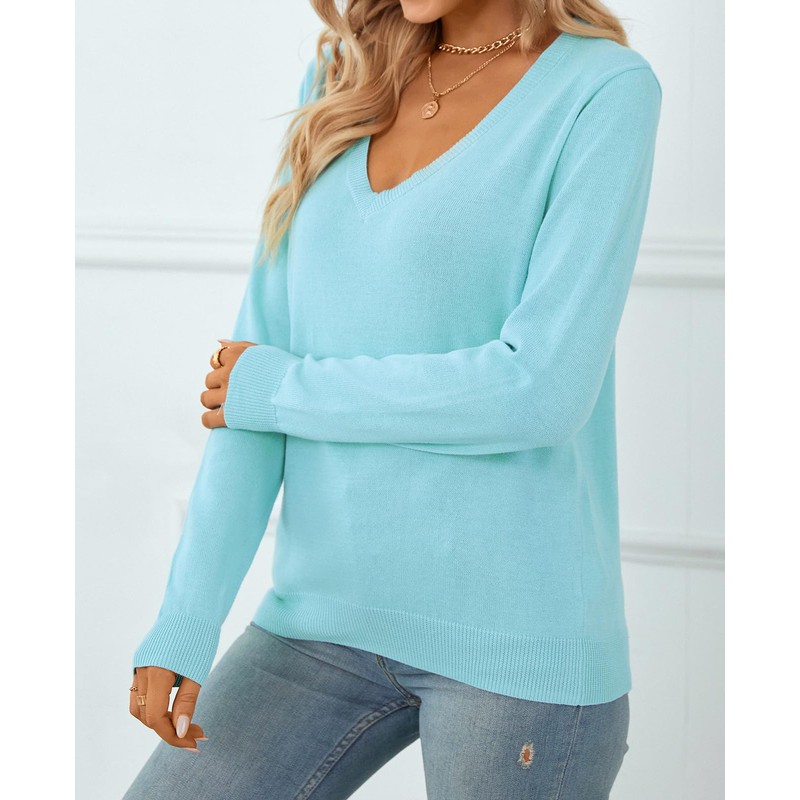 QUALFORT - Suéter de punto suave 100% algodón para mujer,