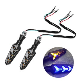 KVAEY 2 PCS Motorcycle Indicators Flowing Turn Signal Lights, Motorbike Sequential LED Running Light Tail Lights, Turn Signals for Motor E-Bike Off Road, Motorcycle Accessories (Blue)