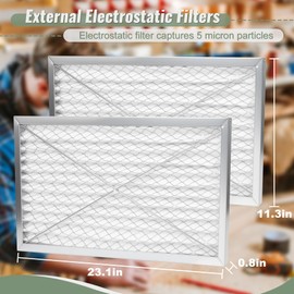 708732 24x12x1 Electrostatic Outer Air Filter Compatible with JET AFS-1000B & AFS-1000C Filtration Systems, 2 Pack, with A Roll of Sealing Sponge Tape