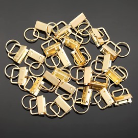 SPEEDWOX 25 Pcs Key Fob Hardware 1 Inch Wristlet Sets with Split Rings Golden