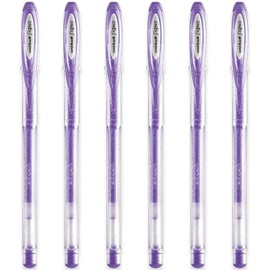 uni-ball Signo UM-120SP Gel Ink Rollerball Pens - Sparkling Violet Ink - Pack of 6