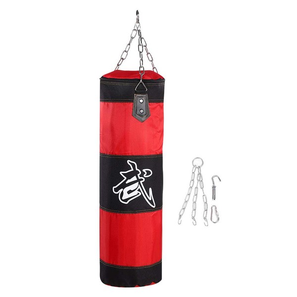 Punching Bag, Empty Hanging Punch Bag, Heavy Unfilled Punching Bag, for Kickboxing, Muay Thai, Boxing, Martial Training, Adults, Teens, Children, 2 Colours, 4 Sizes (80 cm-Red)