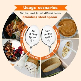 Her and His Coffee Spoons Gifts for Boyfriend Valentines Day Gifts for Couples Husband Birthday Gift for His Couple Engagement Gifts for Couples Ice Cream Spoons Set of 2