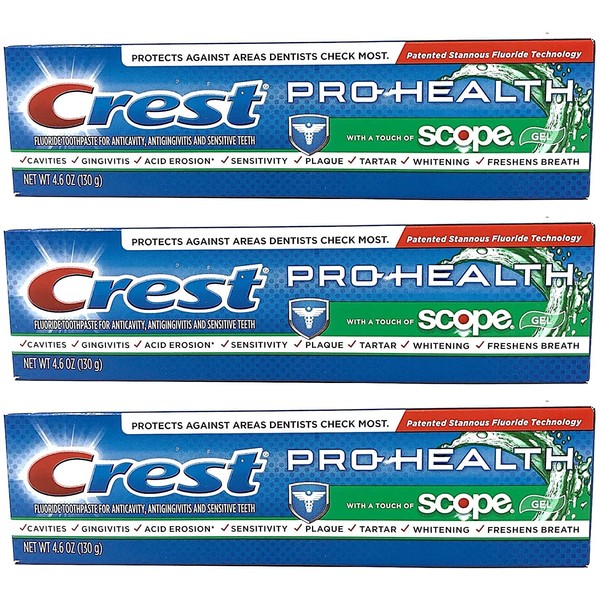 Crest Pro-Health with a Touch of Scope Whitening Toothpaste, 4.6 oz (Pack of 3) - Packaging May Vary